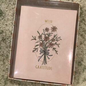 Floral Bouquet With Gratitude Note Cards Boxed  Set of 10 NWT 5” x 6.25”